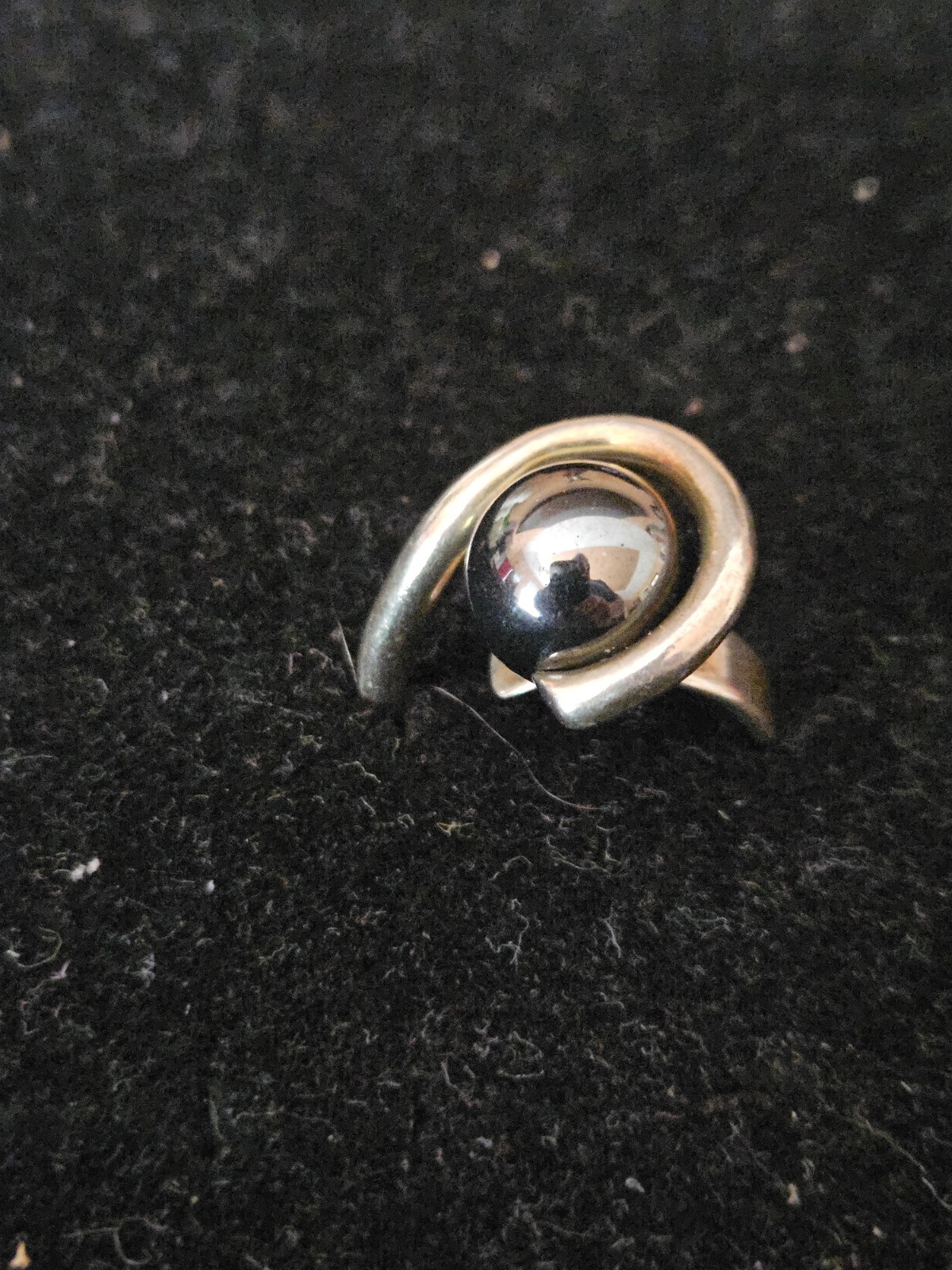 SUSAN CUMMINGS 1980’s Rare Sterling Orbital Swirl Statement Ring Hematite Size 6