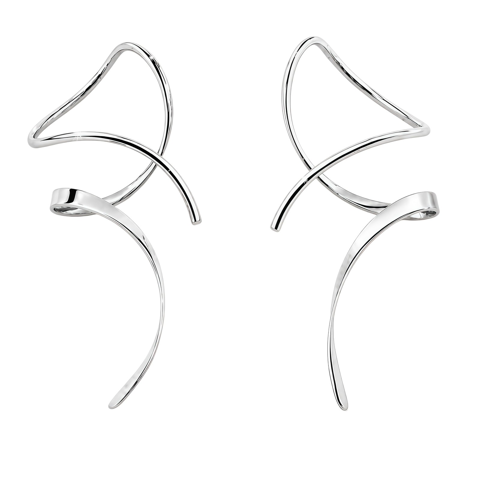 Earrings for Women Spiral threader earrings 925 1.77 inches, 925 silver pair
