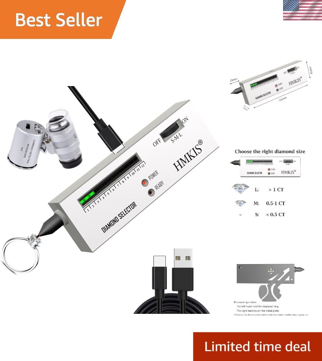 Non-Rechargeable Diamond Tester Pen: 60X Magnifier & USB Power for Quick Testing