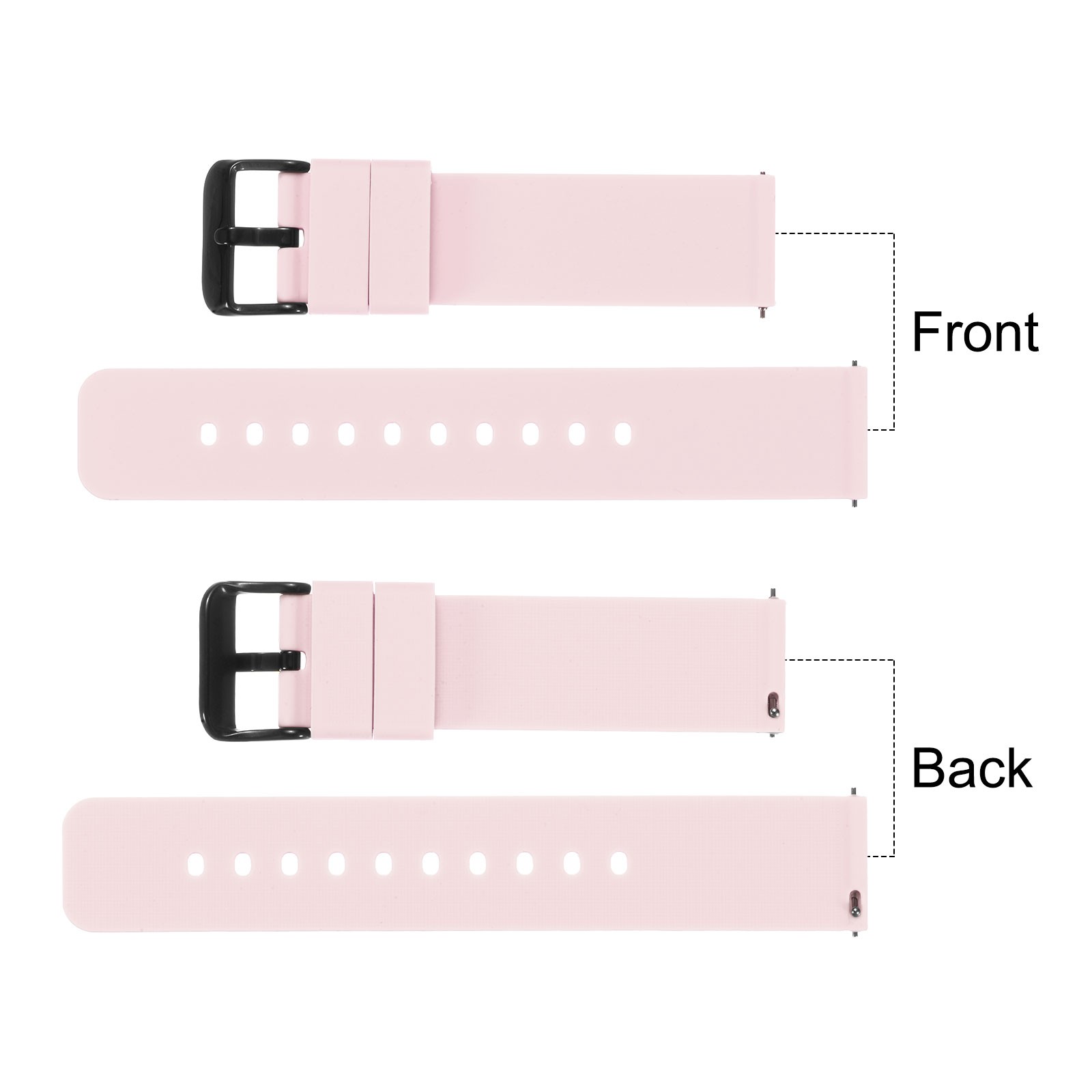 Silicone Watch Band 24mm Quick Release Watch Strap with Black Buckle Pink