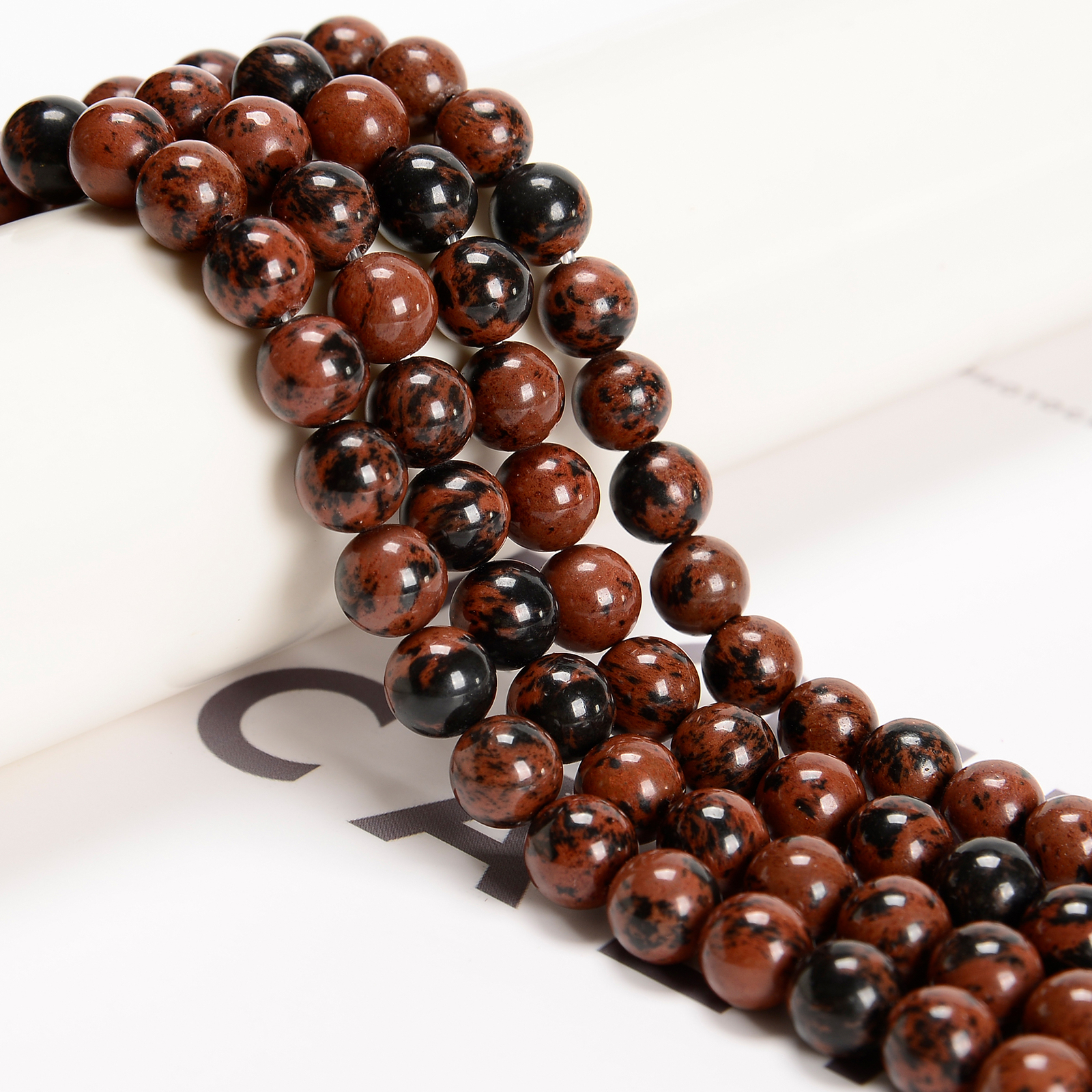 Natural Mahogany Obsidian Smooth Round Beads Size 6mm 8mm 10mm 15.5” Strand