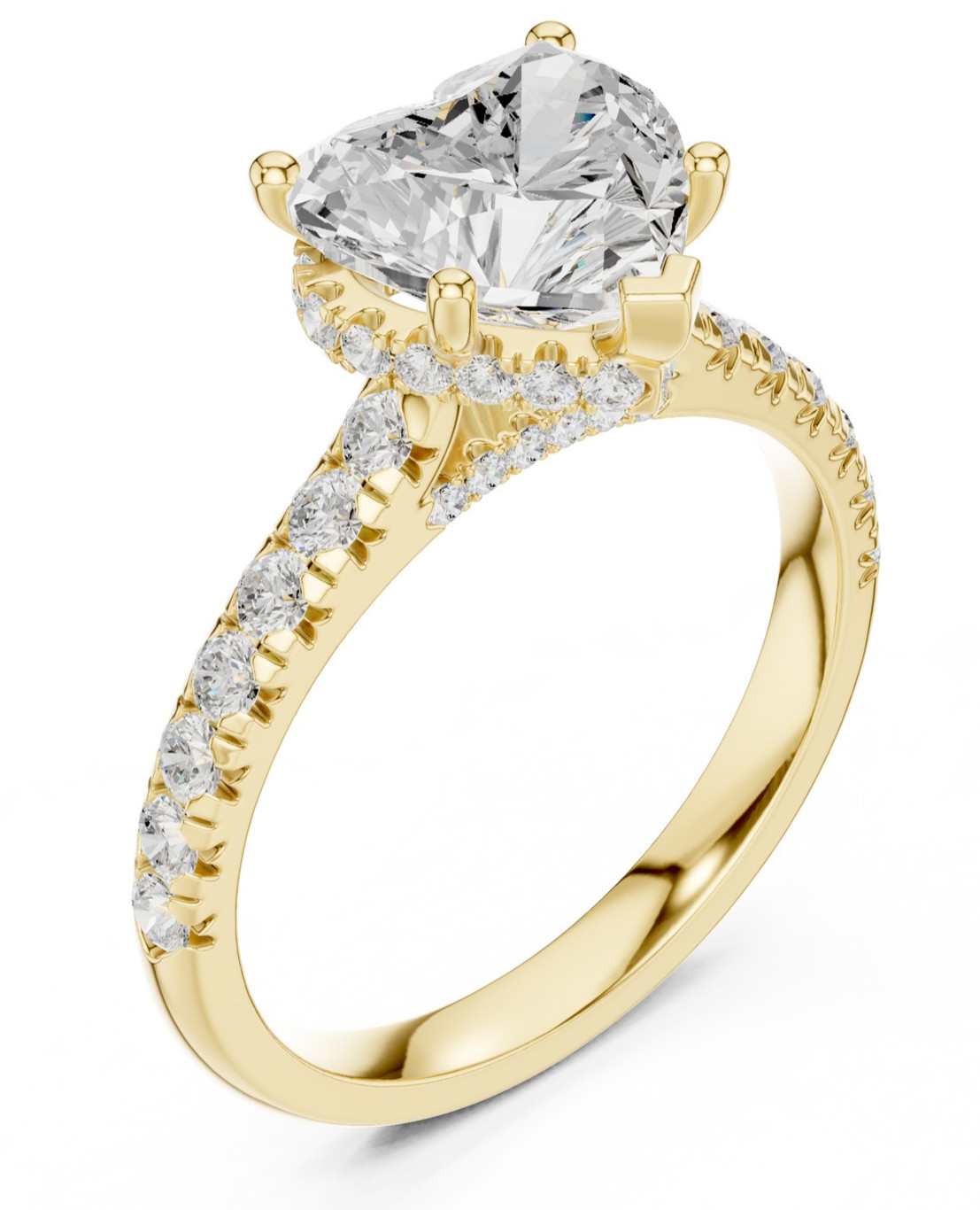 TCW 3.1 Ct VVS1 Lab Grown Diamond Heart Luxury Engagement Ring 14k Gold Over