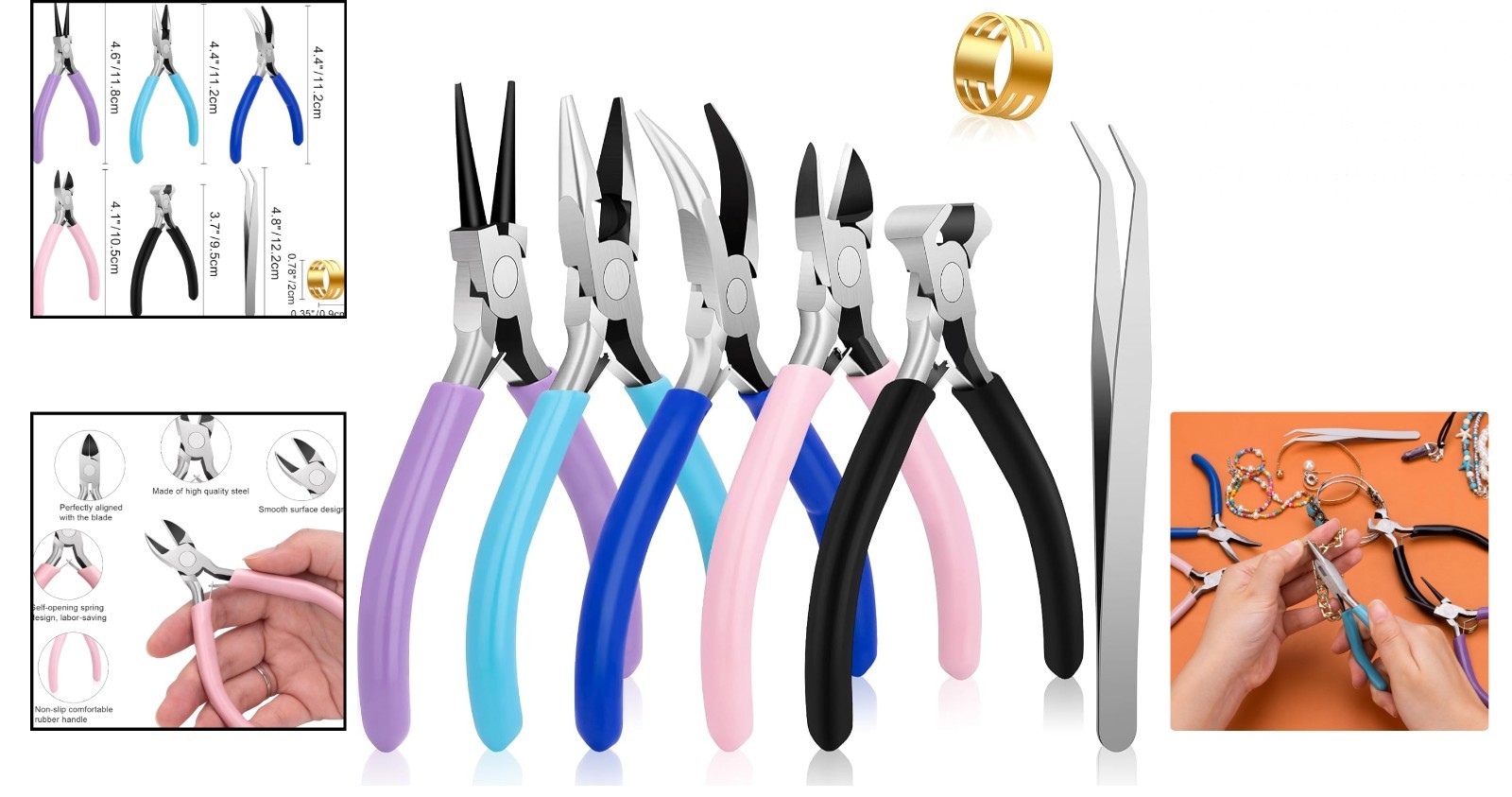 Jewelry Pliers Tool Set 5 Pack Complete Jewelry Making Kit for Crafting Repair