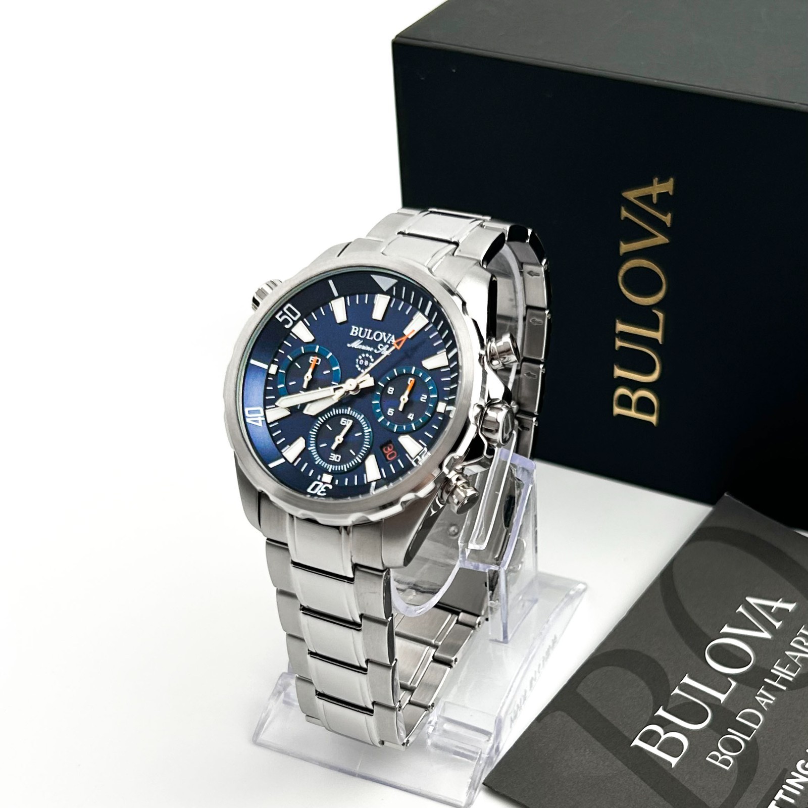 Bulova 96B256 Men’s Blue Marine Star Chronograph Quartz Stainless Steel Watch