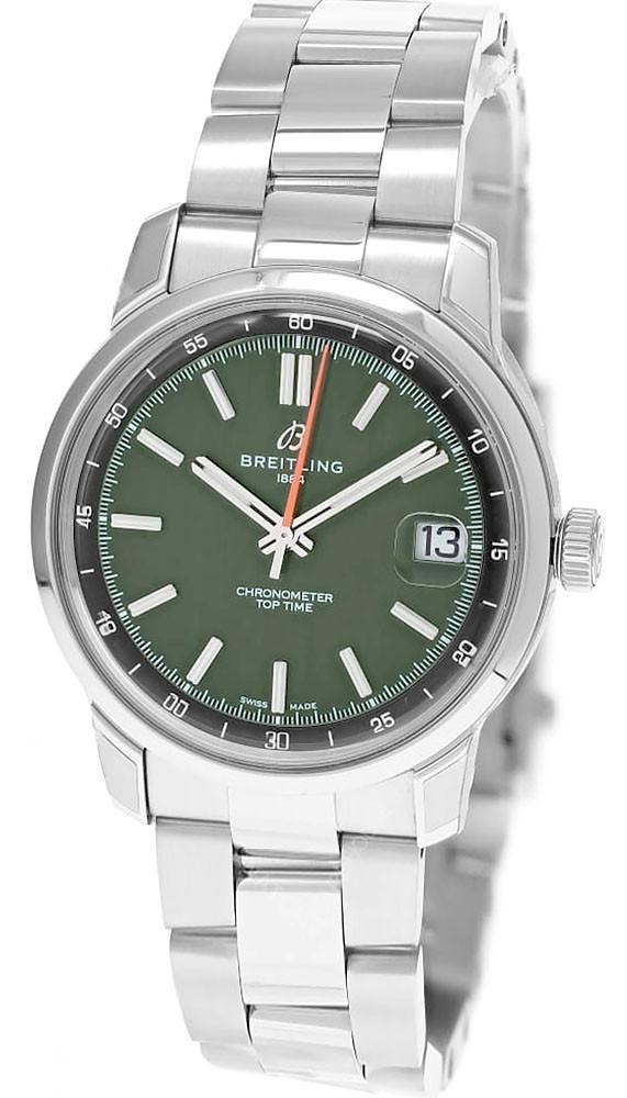 BREITLING Top Time B31 Automatic 38mm Green Dial SS Men’s Watch AB3113171L1A1