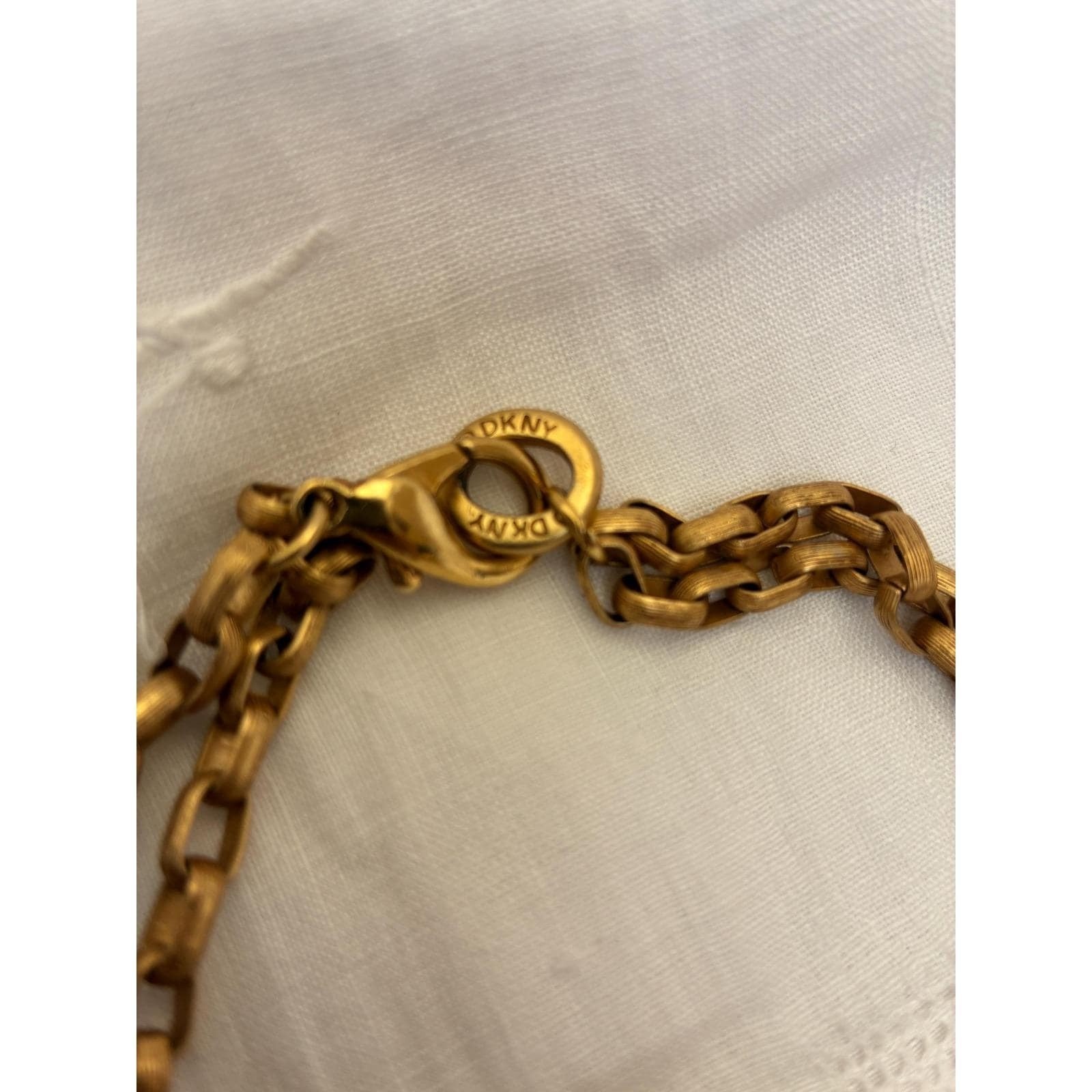 Vintage DKNY Donna Karan Bottle Cap Double Strand Necklace & Clip-On Earrings