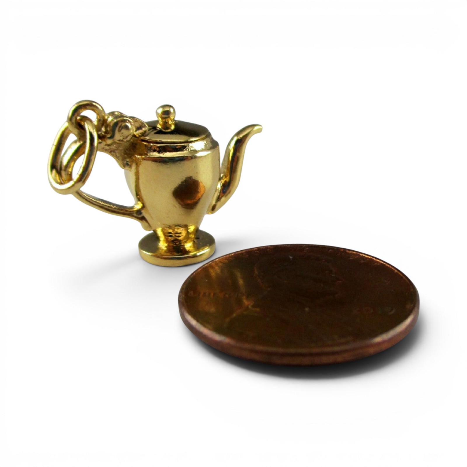 Sterling Silver Gold Vermeil Restaurant Coffee Pot Charm for Bracelet Wife Gift