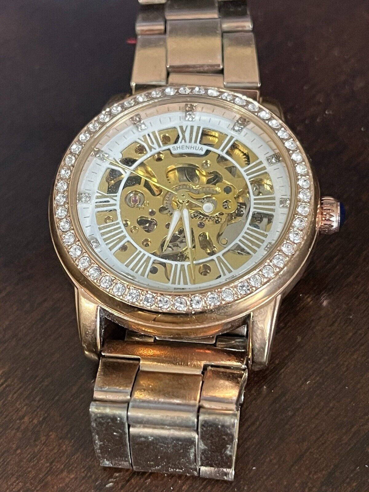Shenhua Automatic Rose Colored Metal Band Mechanical Auto Ladies Watch