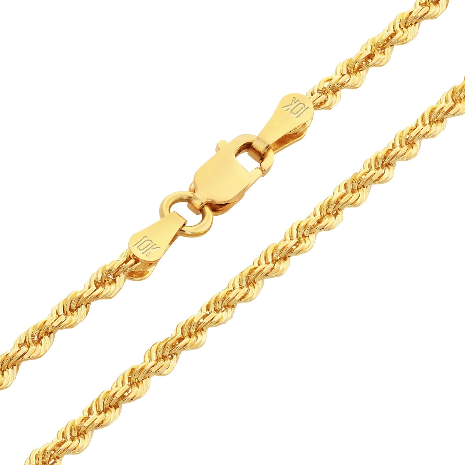 10K Yellow Gold 2mm Italian Diamond Cut Rope Chain Bracelet or Anklet 7″ 8″ 9″