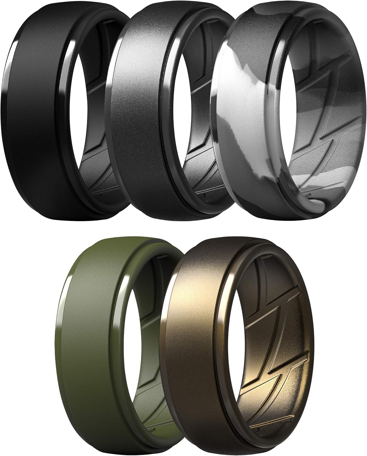 9.5 – 10 (19.80mm), Pack J: Charcoal Black, Olive Green, Grey Camo, Metallic…