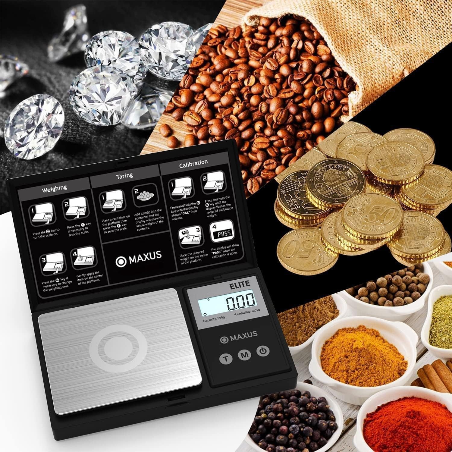 Digital Pocket Gram Scale 500g x 0.01g High Precision with Tray, Weighs Small…