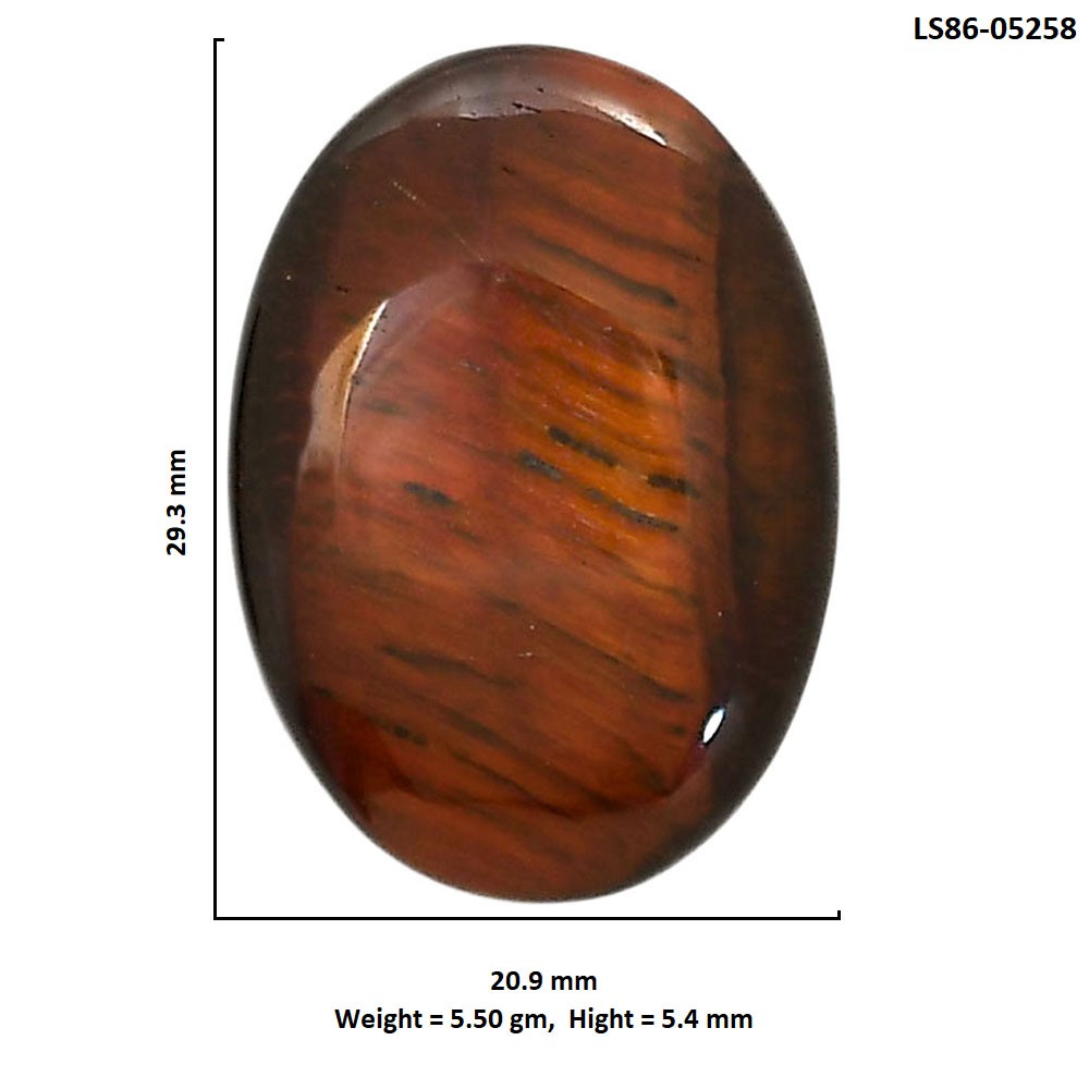 Natural Red Tiger Eye 20.9×29.3×5.4 mm Oval Shape Polished Gemstone LS86-05258