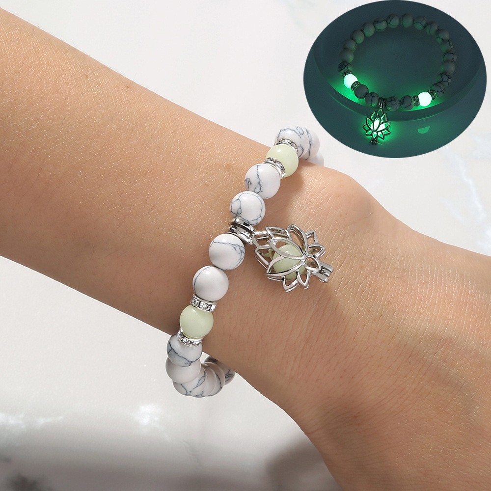 5Pcs Glow in Dark Lotus Beaded Bracelets Luminous Bracelet Women Jewelry Gift