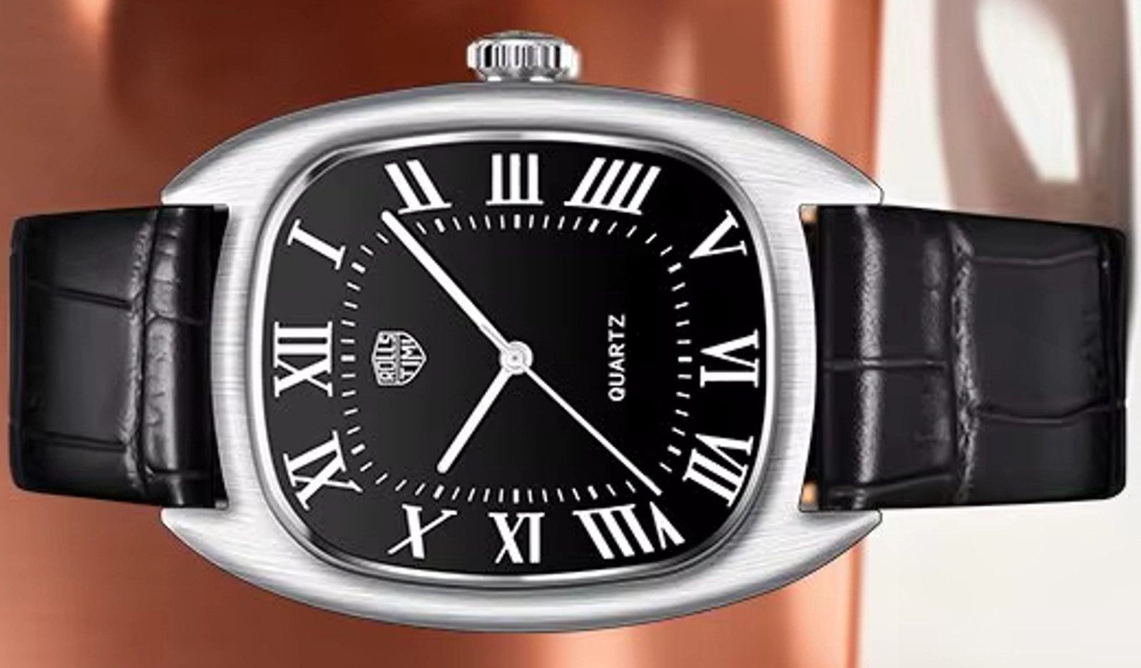 RollsTimi RT7904 Classic Tonneau Luxury Dress 36mm 5ATM Leather Strap Seiko VH31