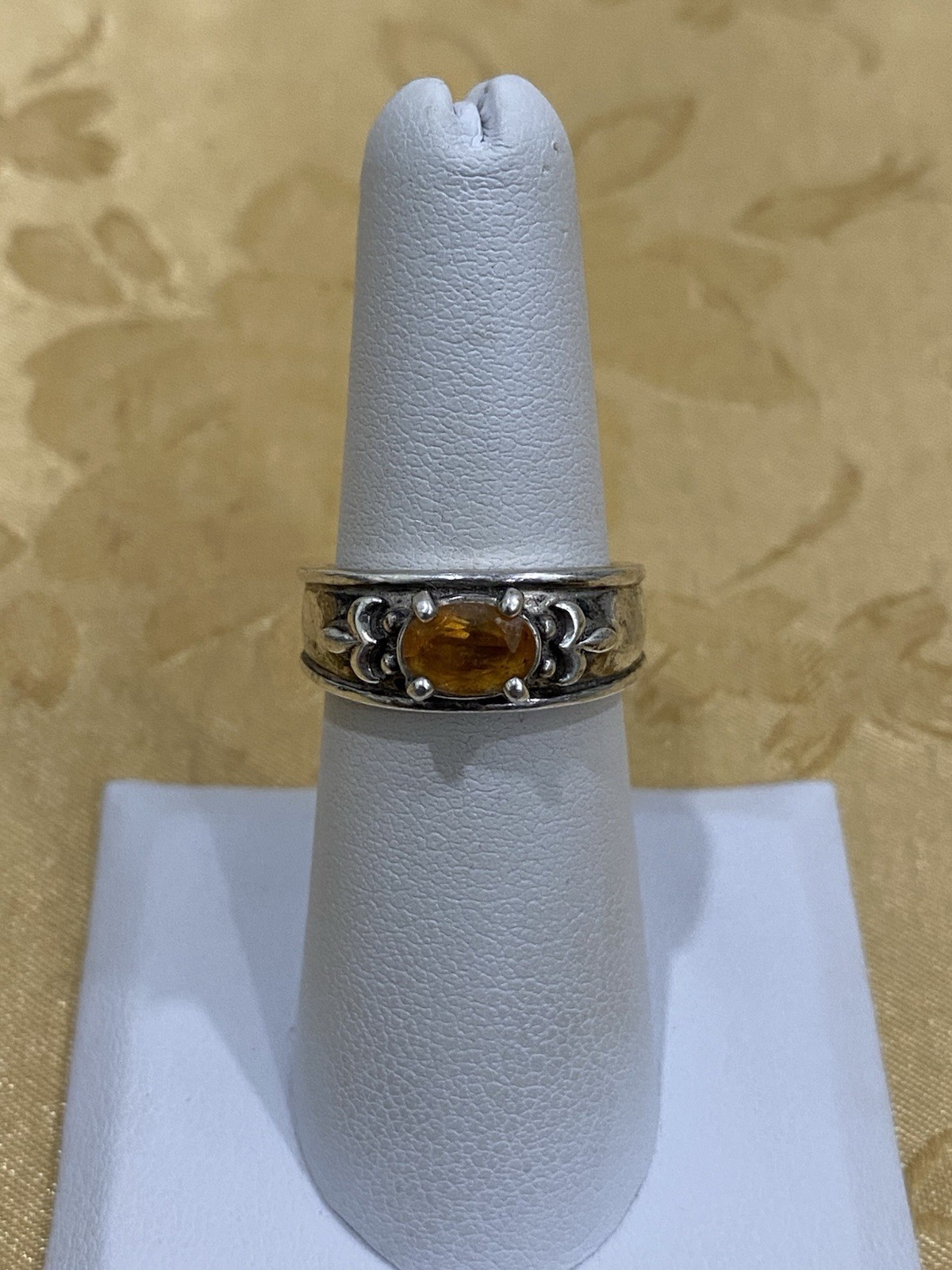 Vintage Kabana Sterling Silver 925 Signed Spessartine Garnet Ring Size 6.75