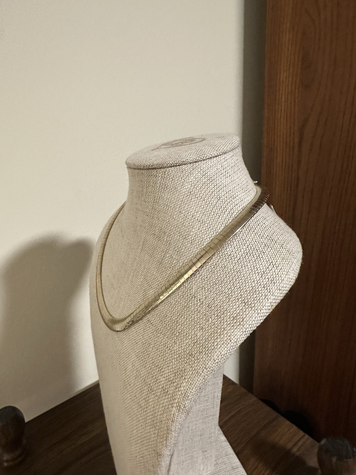 Goldtone OMEGA Necklace 18 Inches Long 1/4 Inch Wide Great Condition Vintage 80s