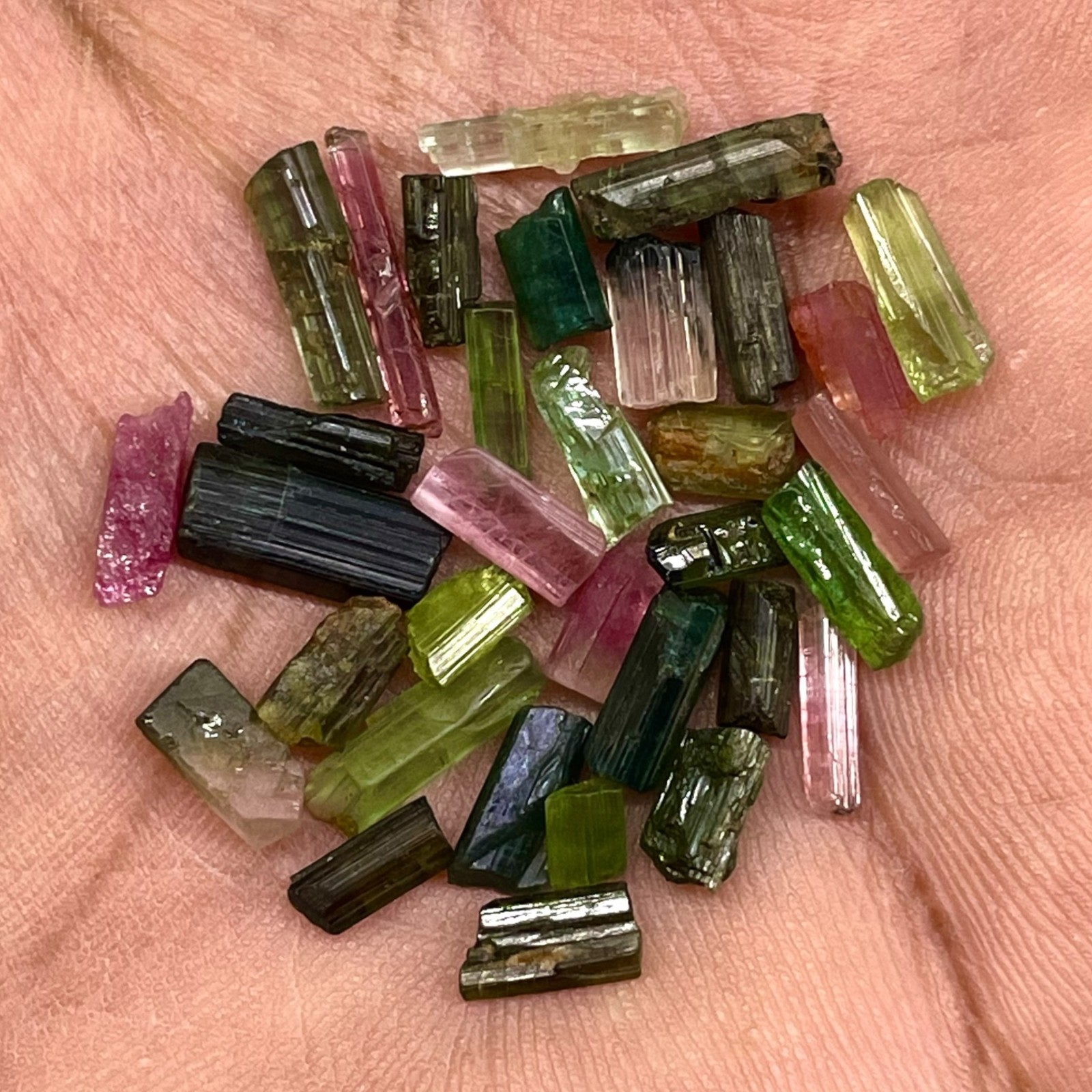 120 Pcs Natural Tourmaline 5-21mm Multi Color Rough Stick Loose Gemstones Lot