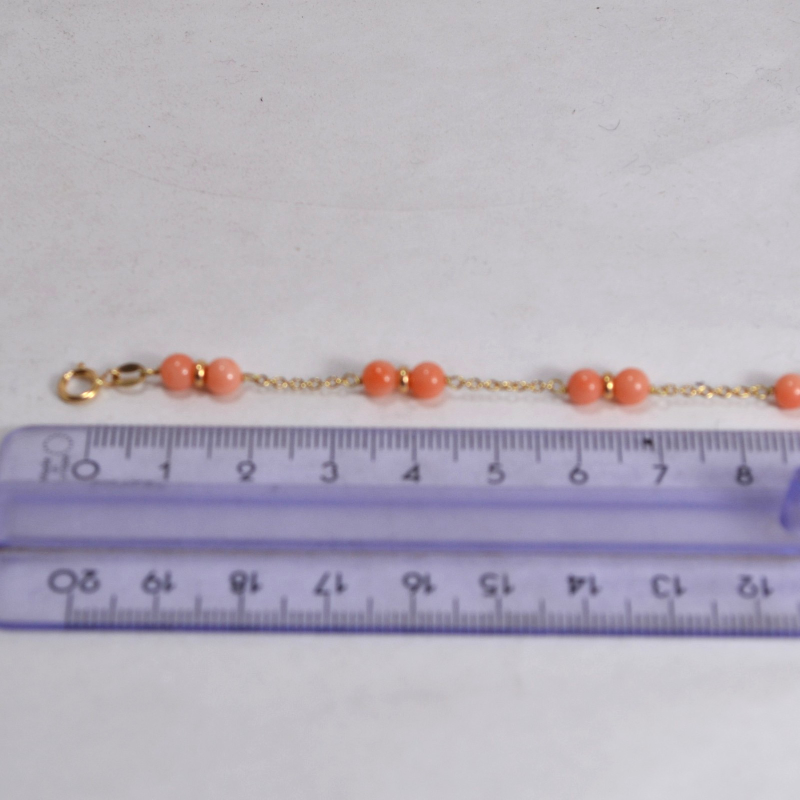 18kt YELLOW GOLD CORAL BRACELET 5mm PINK FIRST CHOICE DOUBLE OGRP 080