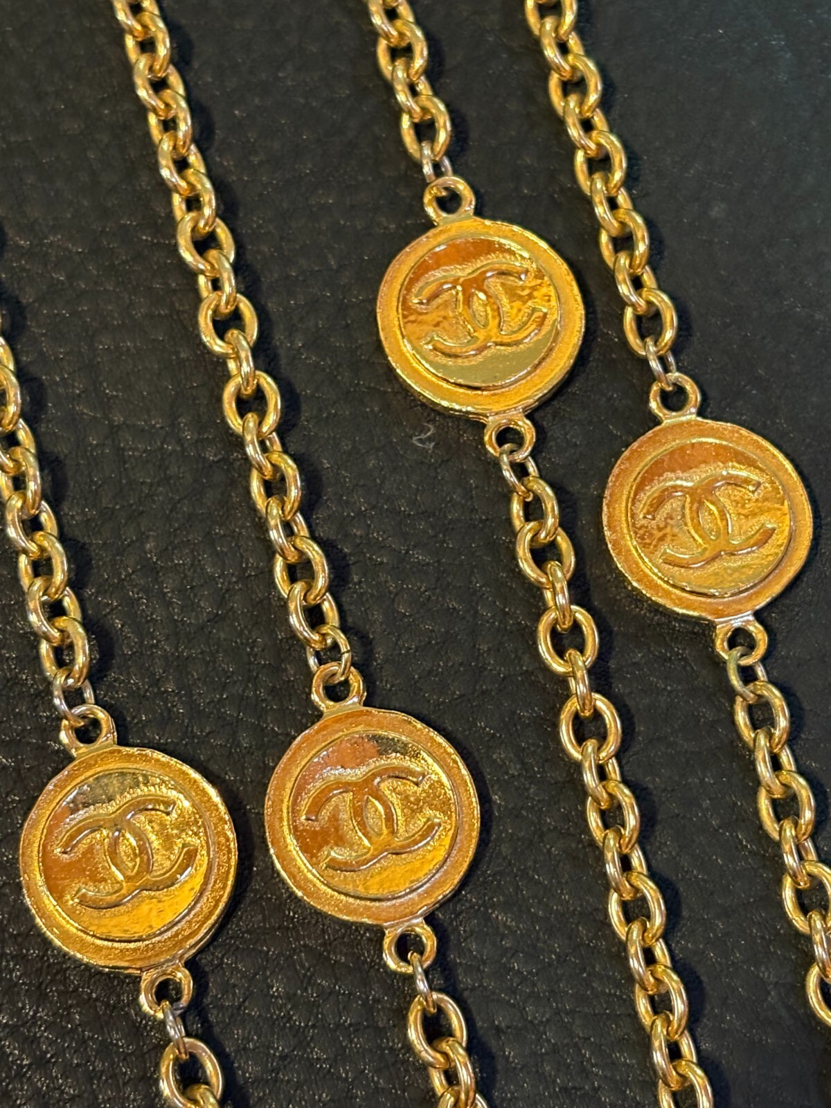 CHANEL Necklace AUTH Coco CC chain Rare Pendant Gold 180cm Choker Medal Coin F/S