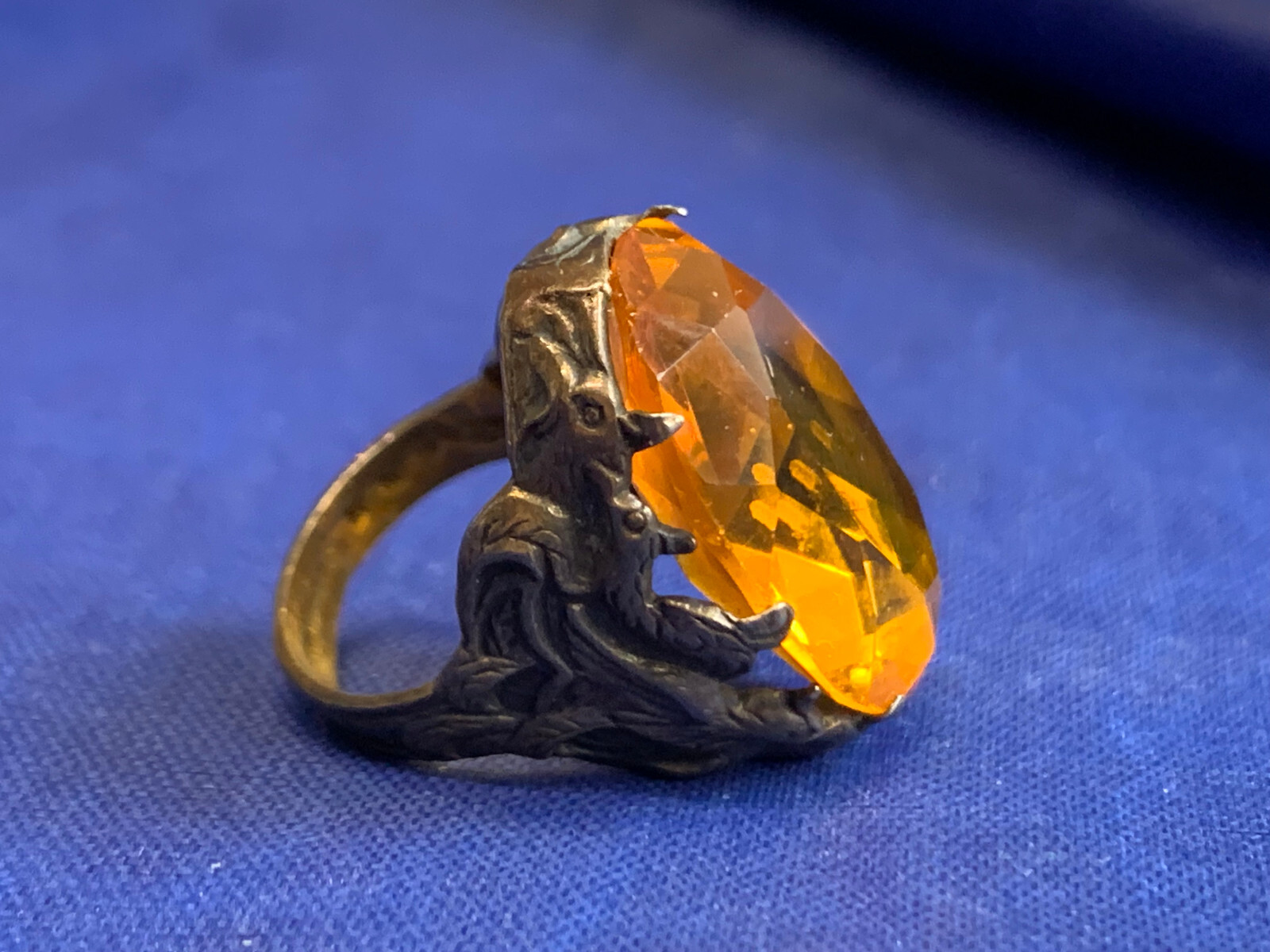 Antique Sterling Silver Ring Fine Jewelry Size 3.25 Band Mythological Asian Bird