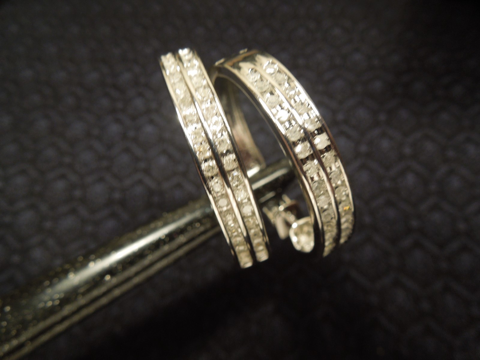 Large Sterling Silver & 1.00 tcw Diamond Hoop Earrings, NIB