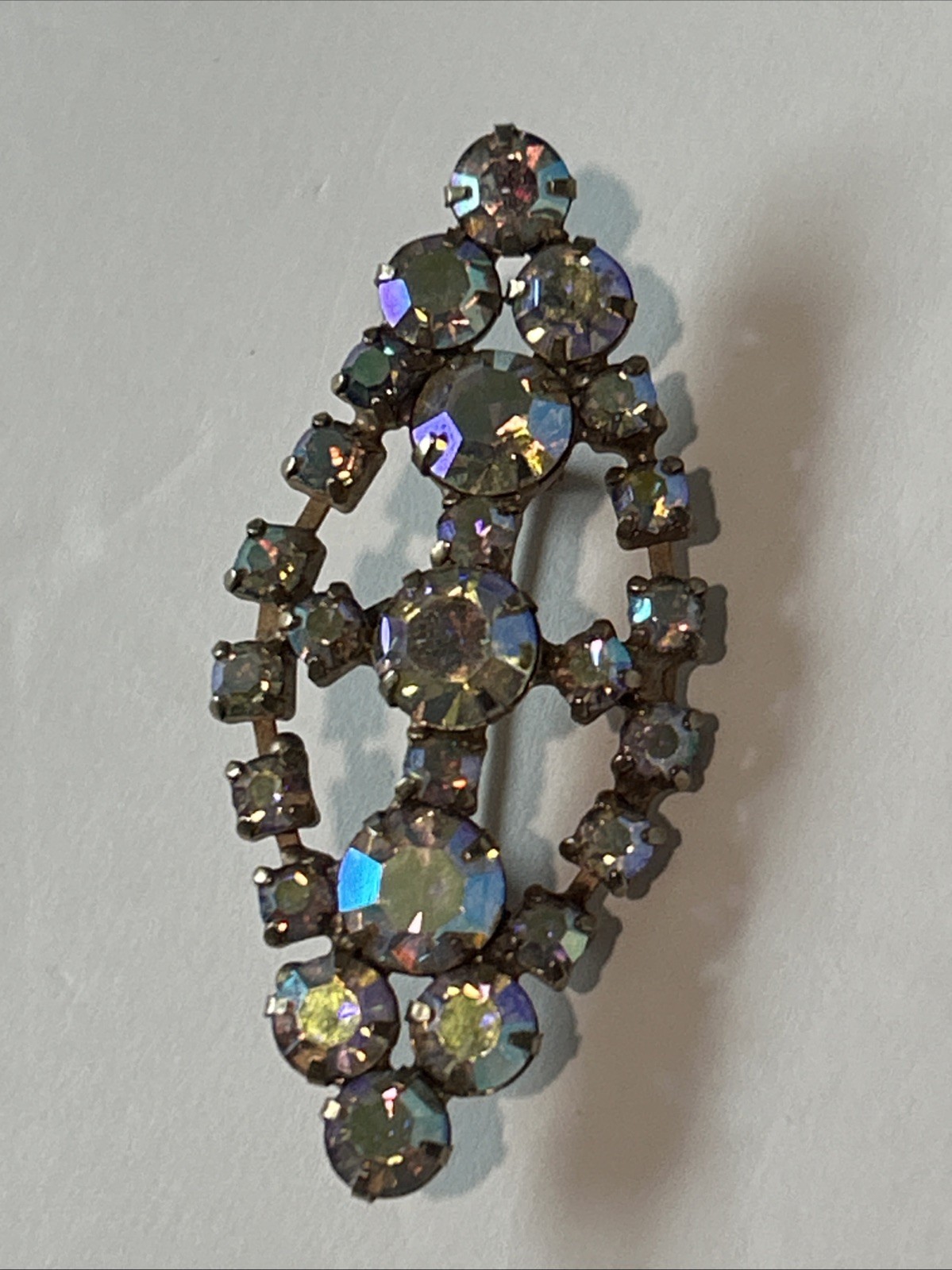 Coro Craft Rhinestone Brooch White Colorless Crystals Lapel Pin Vintage