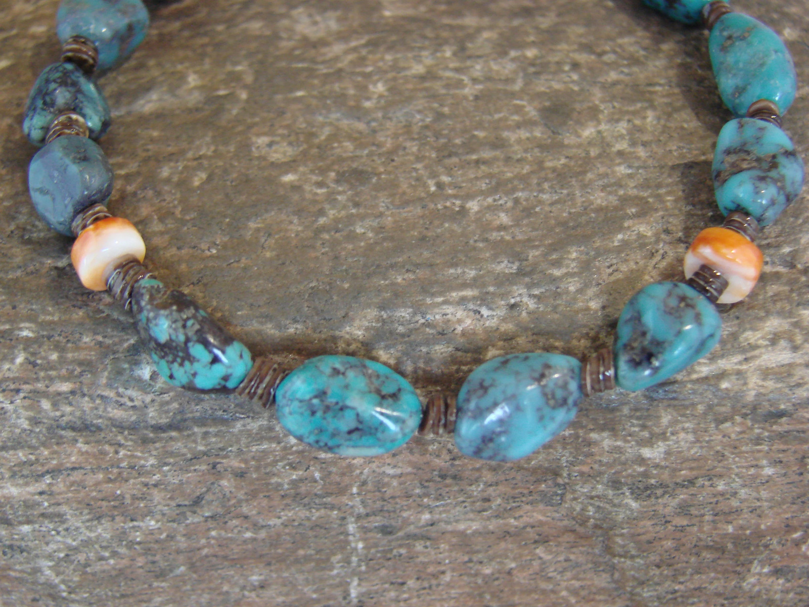 Native American Sterling Silver Turquoise & Spiny Nugget Stone Bracelet by Coriz