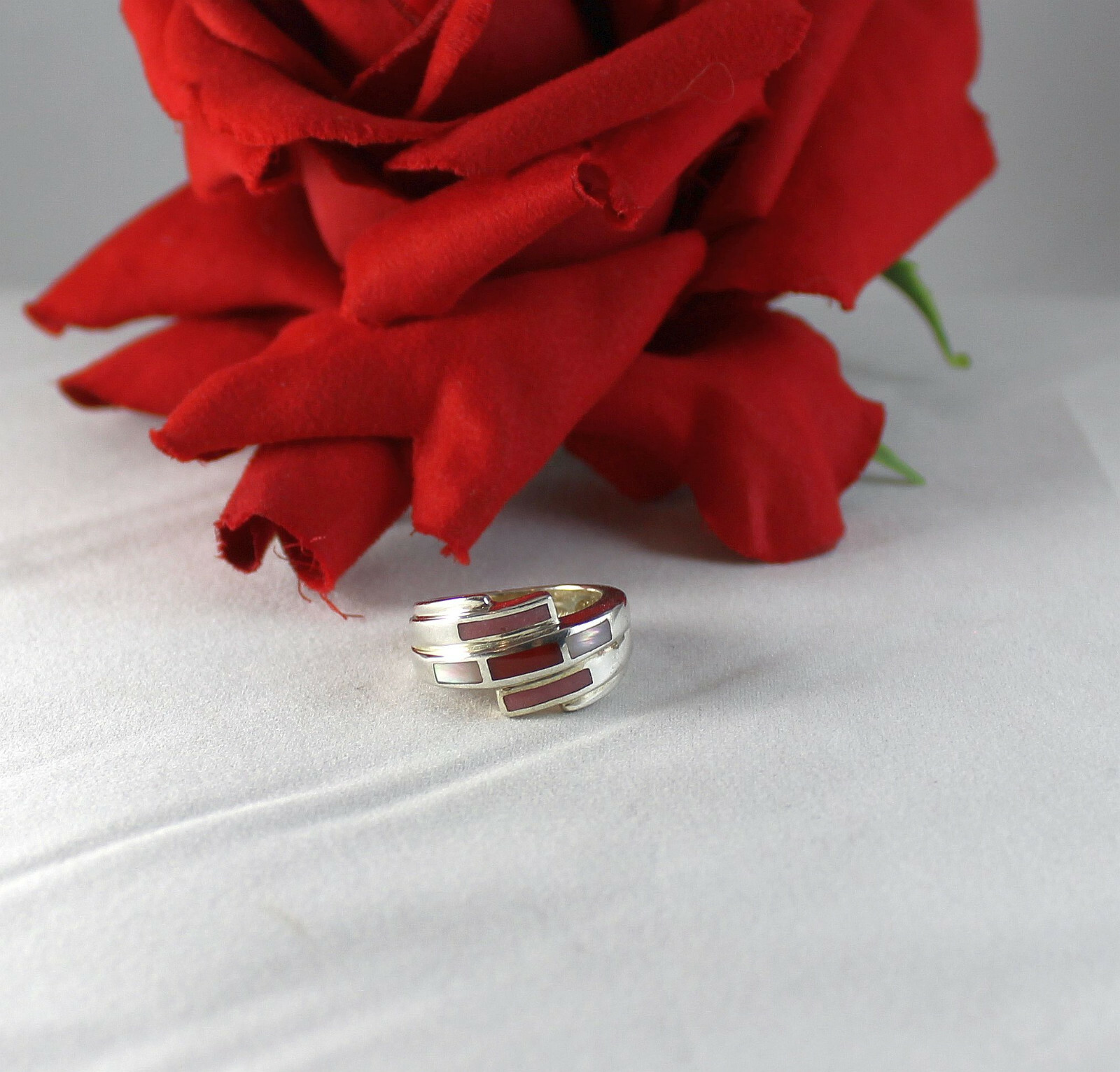 Sterling Silver Whitney Kelly Inlaid 7.83g Ring Size 7 CAT RESCUE