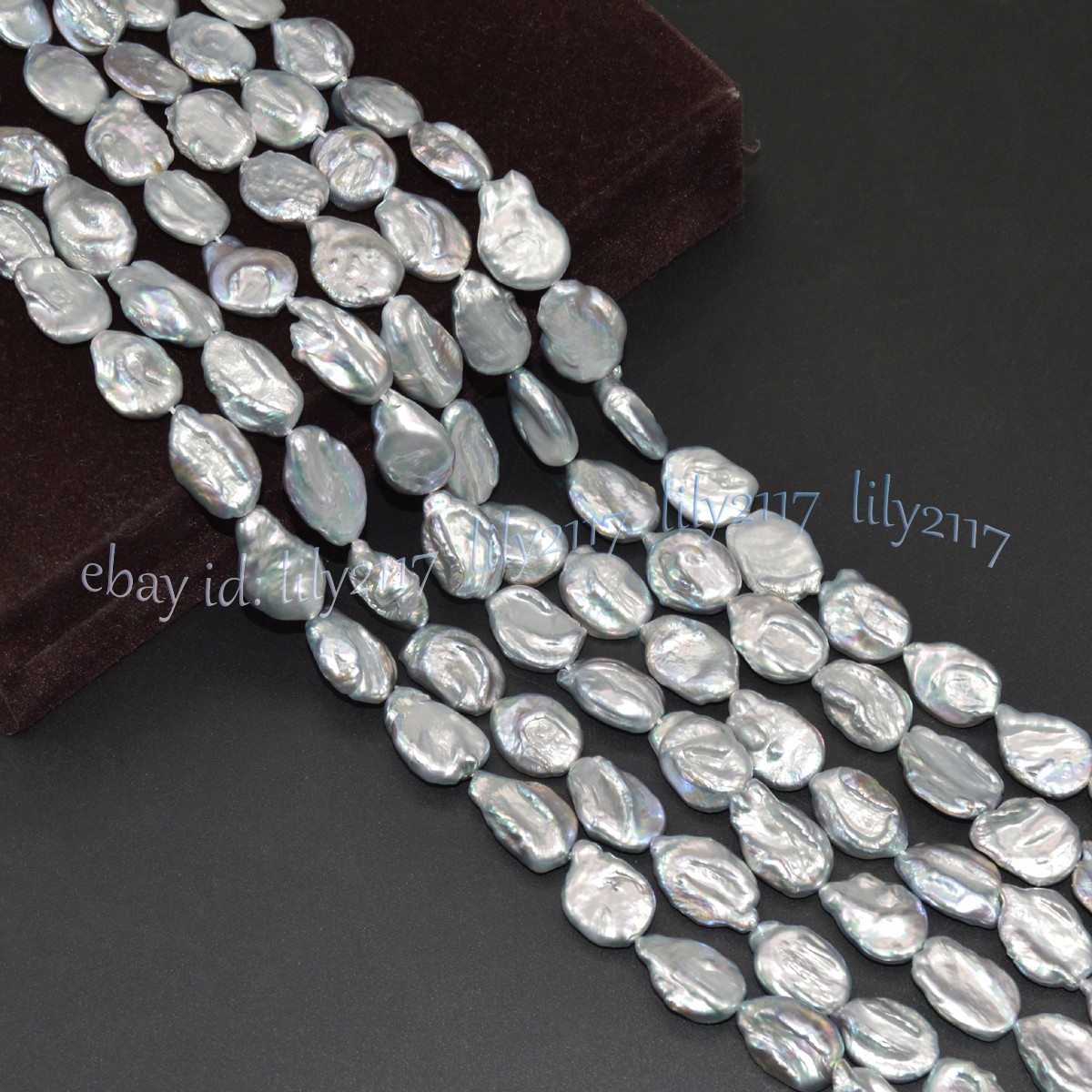 Luster 15-20mm Natural South Sea Gray Baroque Keshi Pearl Loose Beads 15″ Strand
