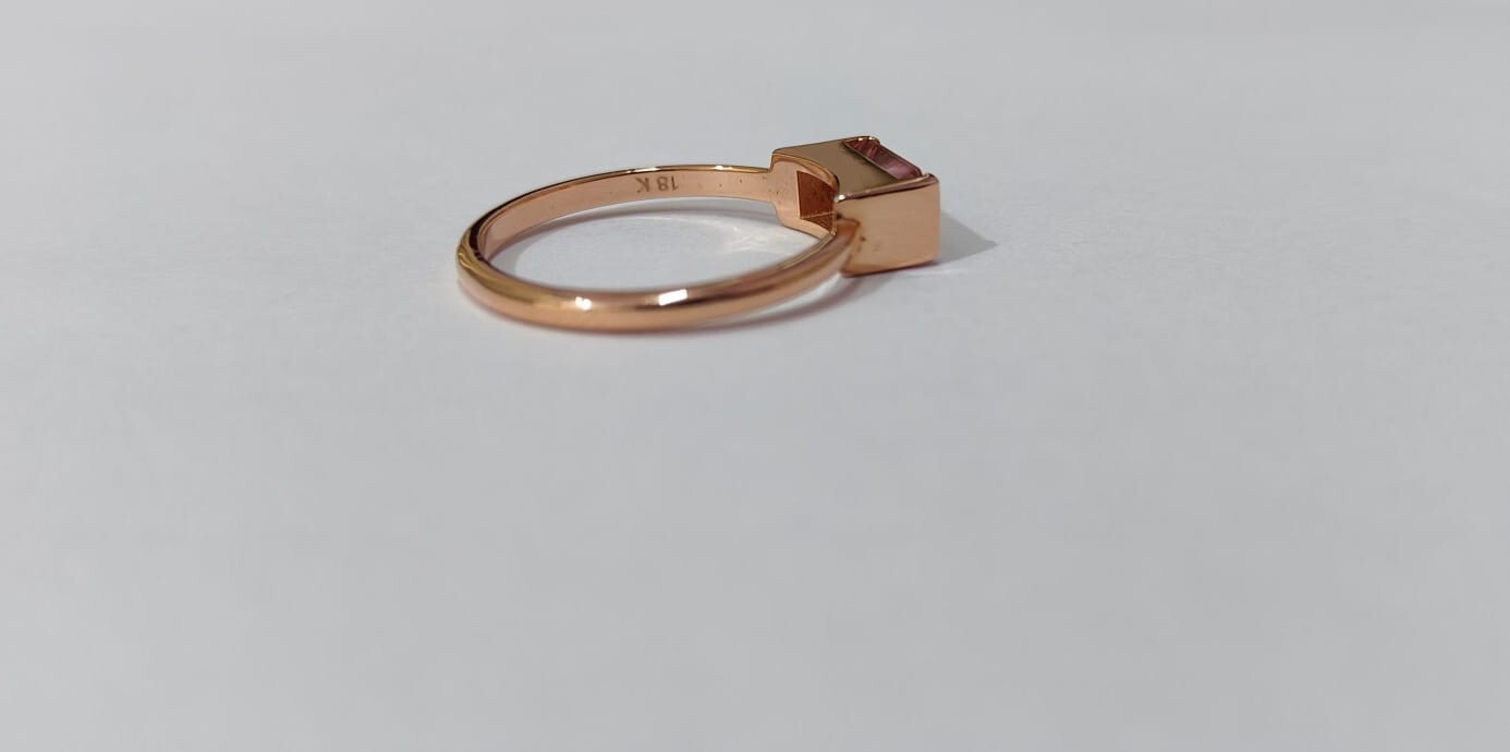 1.50 Carat Natural Pink Tourmaline Gemstone 18k Rose Gold Dainty Ring Women Gift