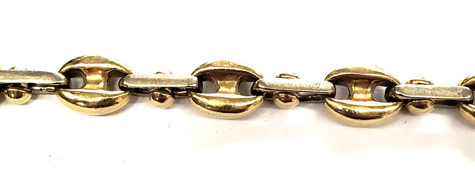 14K Solid Two-Tone Gold 11.8mm 8.25″ Anchor/Mariner Link Bracelet -63.9 grams