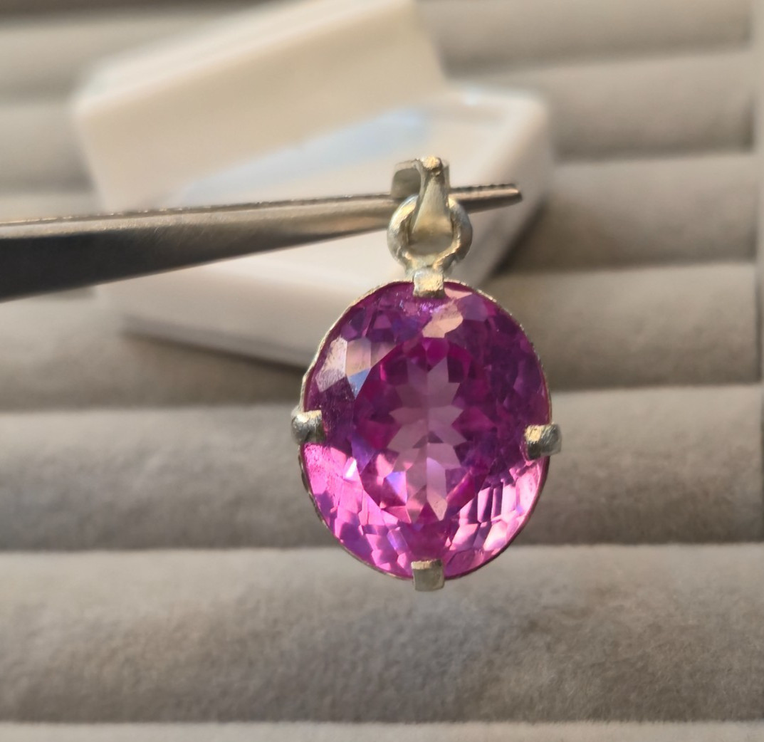 Padparadscha Sapphire Oval Shaped 32+ Ct 925 Natural sterling silver pendants