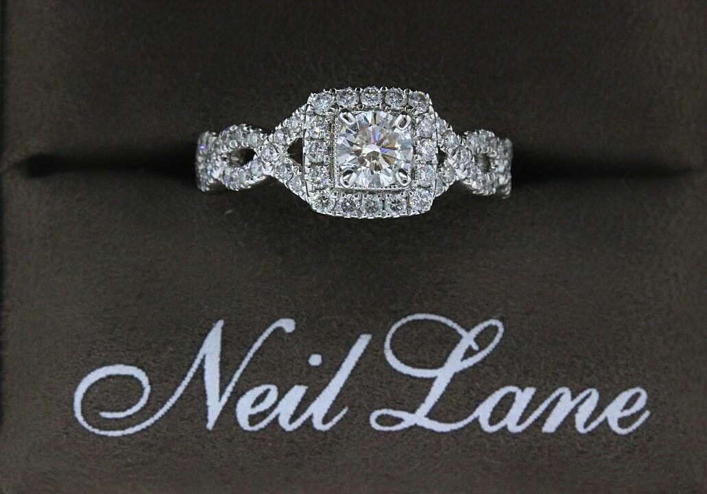 Neil Lane Diamond Engagement Ring Twisted Band 1.00 tcw 14k White Gold $3,300