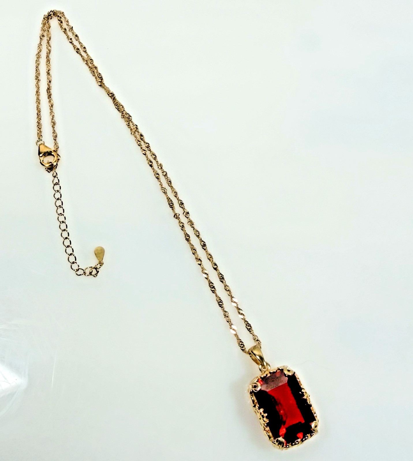 Ruby Necklace Lab Created Pendant 925 Gold Vermeil BBJ Bangkok Ratnaraj 18+2 In