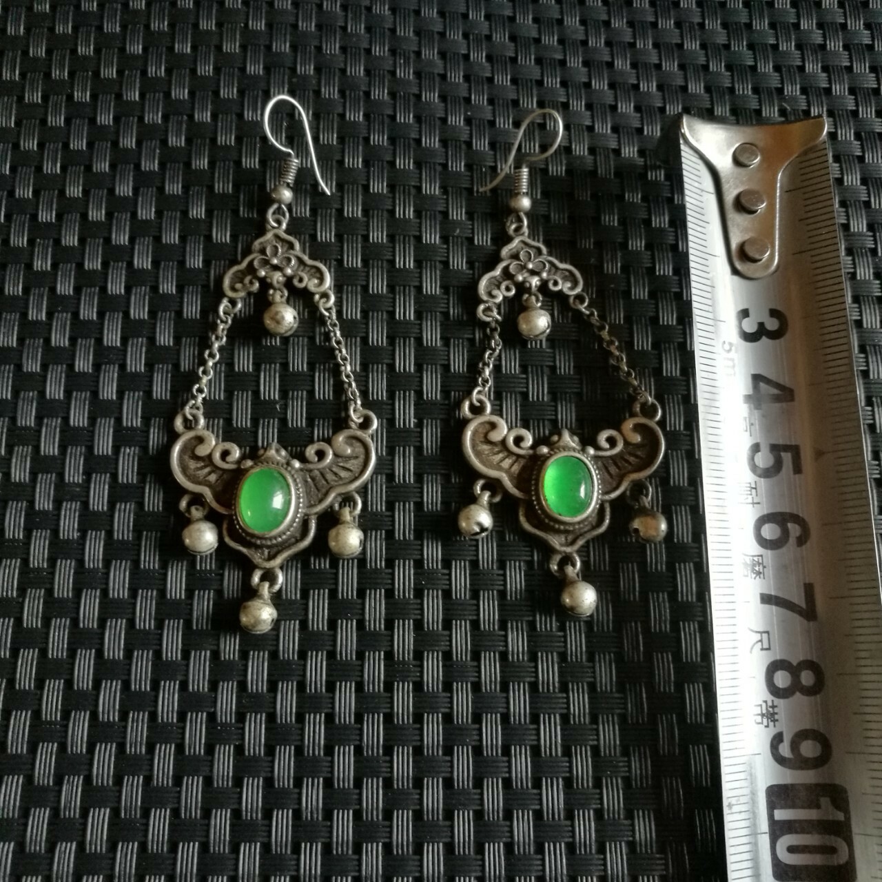 A Pair Old Silversmith Inlaid Old Jade Jade Butterfly Earrings Accessories