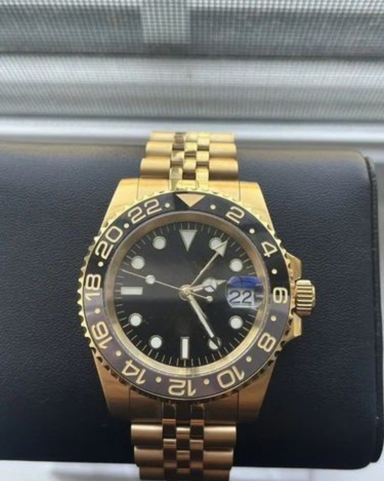 PrimeCrown Gold GMT Watch | Black 24h Bezel | Authentic Seiko NH34 Movement