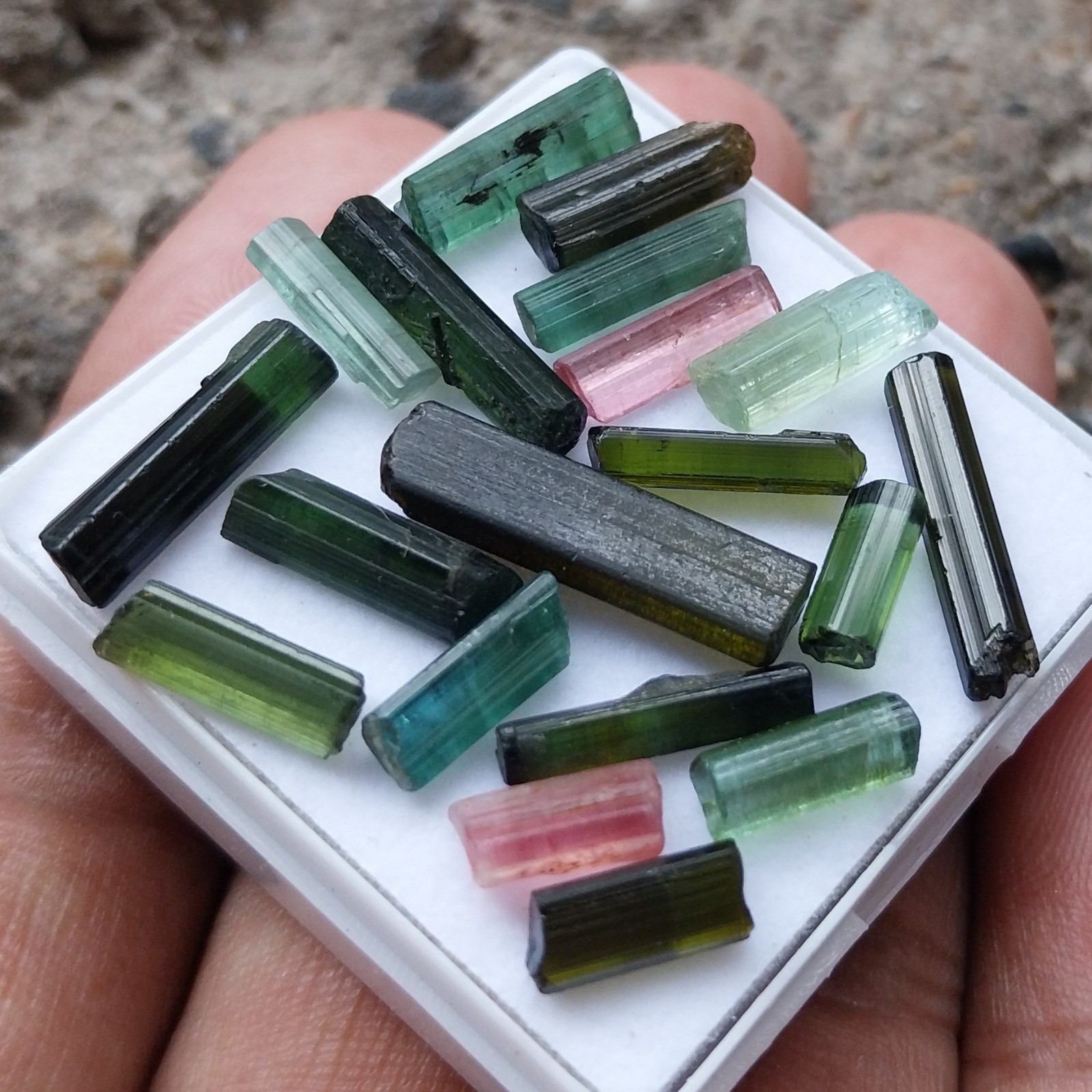 35 Carat Natural Multi Color Tourmaline Raw Rough Tube/Pencil 19 Piece Lot