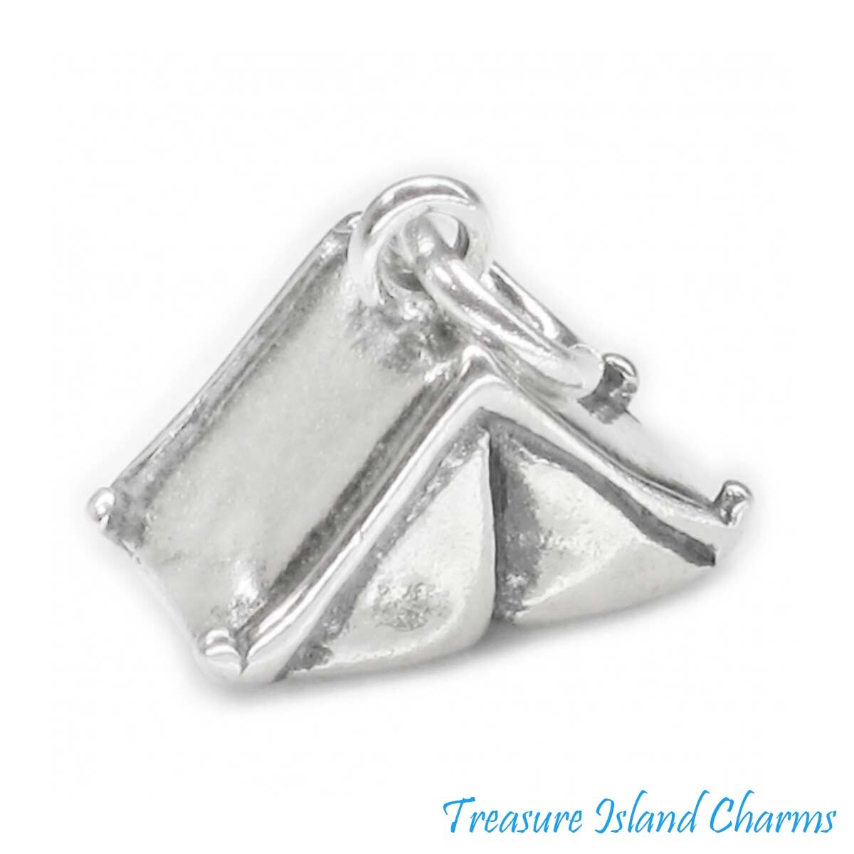 Camping Tent Outdoors 3D 925 Sterling Silver Charm MADE IN USA