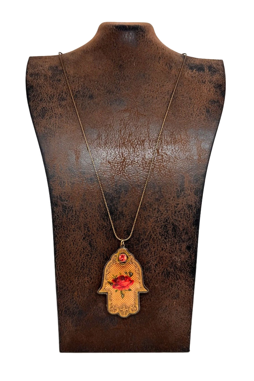 Lovely Michal Negrin Hamsa Necklace With Colorful Crystals Unique #648#