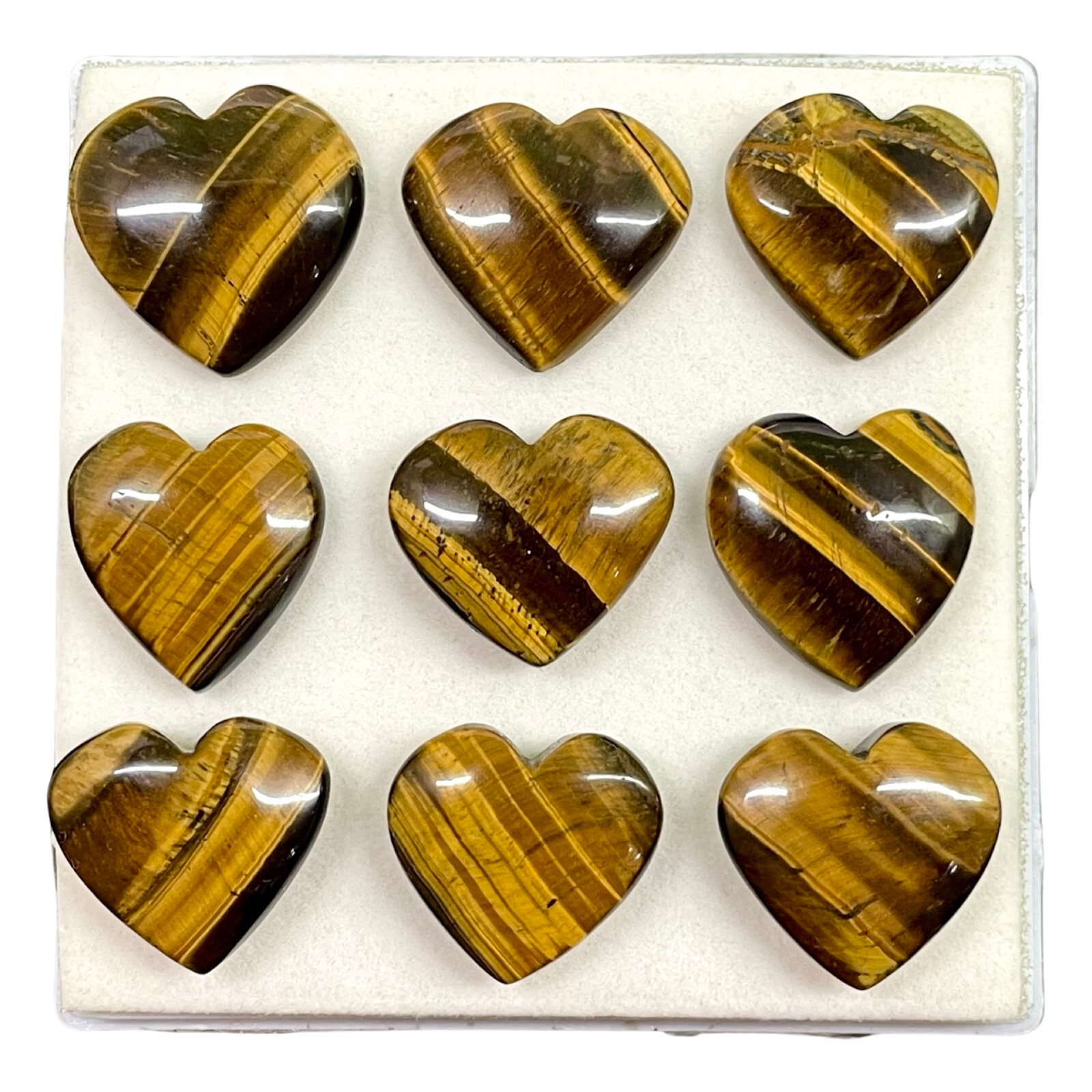 9 Pcs Natural Tiger Eye 22-25mm Huge Heart Shape Pendant Size Gemstones Lot
