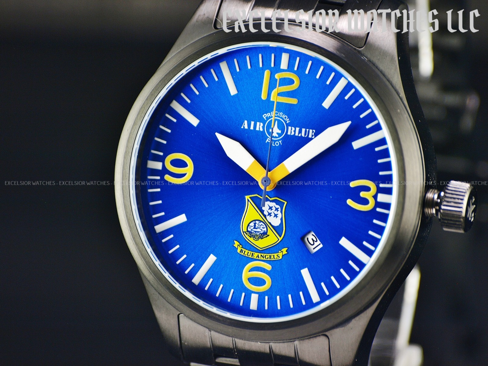 Air Blue By Deep Blue 44mm Blue Angels 9015 Automatic Sapphire Black PVD Watch