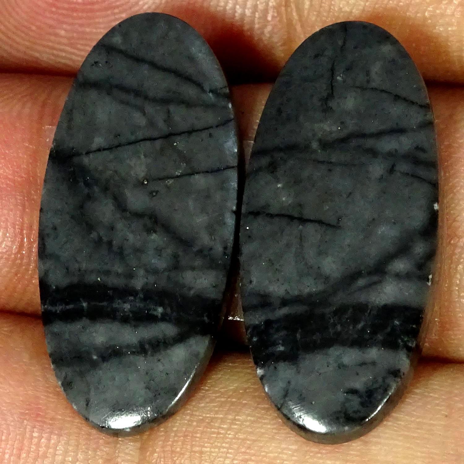 23.10Cts Natural Picasso Jasper Oval Cabochon Pair Jewelry Supply 13X28X3MM