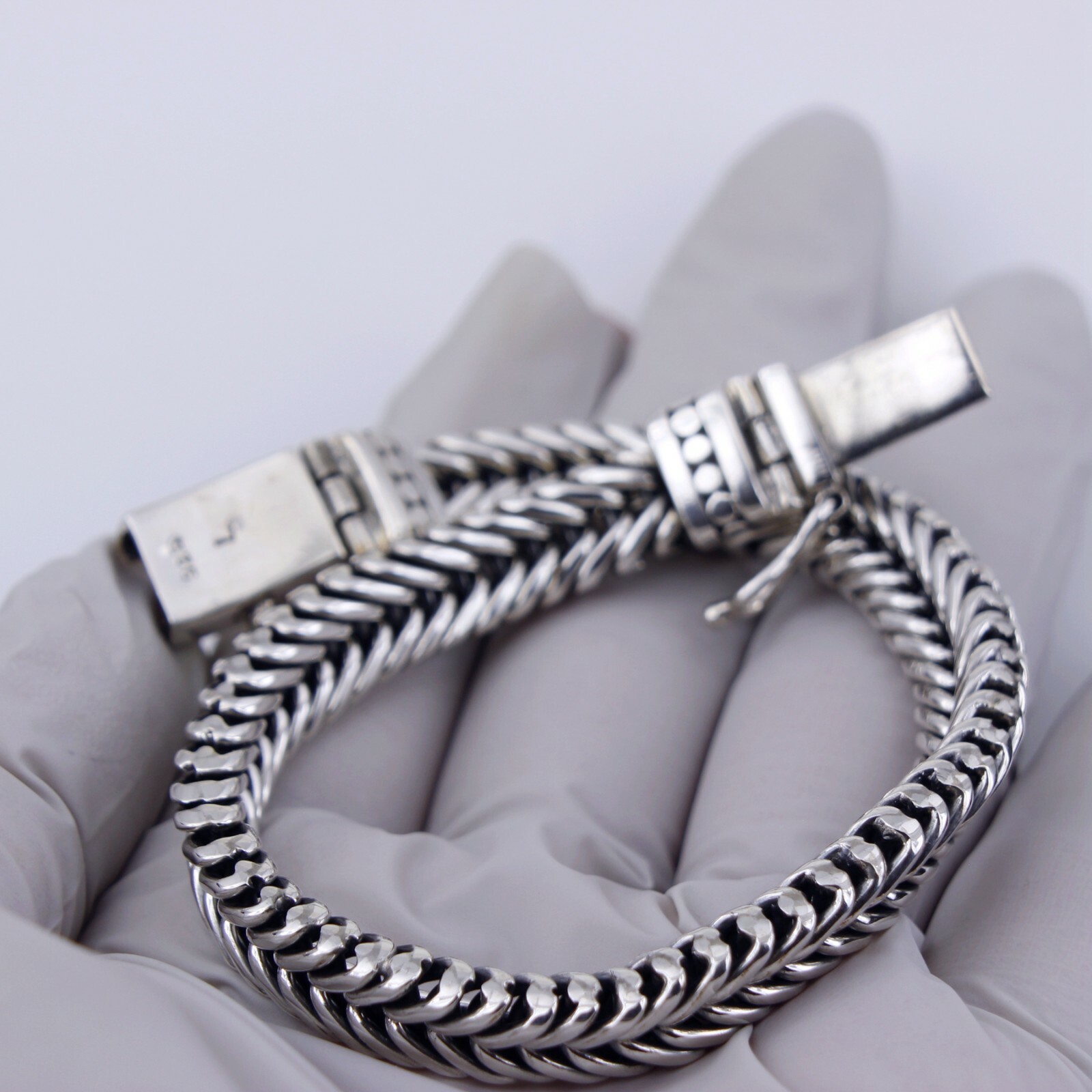 Women Men 925 Sterling Silver 8 mm Braided Wheat Chain Hand Bracelet 8″ / 42 g