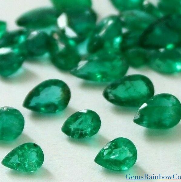 Natural Emerald Pear, Green Zambian Emerald, Green colour, 3x2mm to 8x4mm, #887