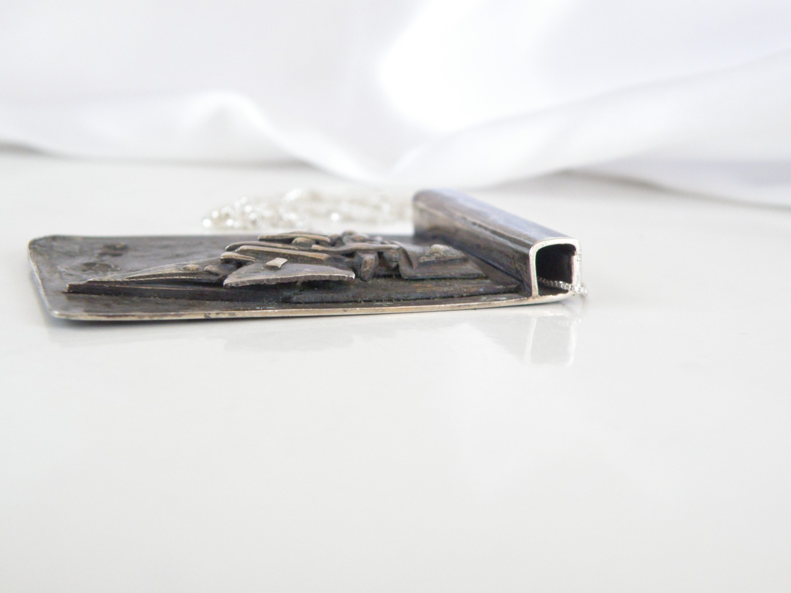 Vintage Brutalist Sterling Silver 925 Studio Huge Pendant Necklace