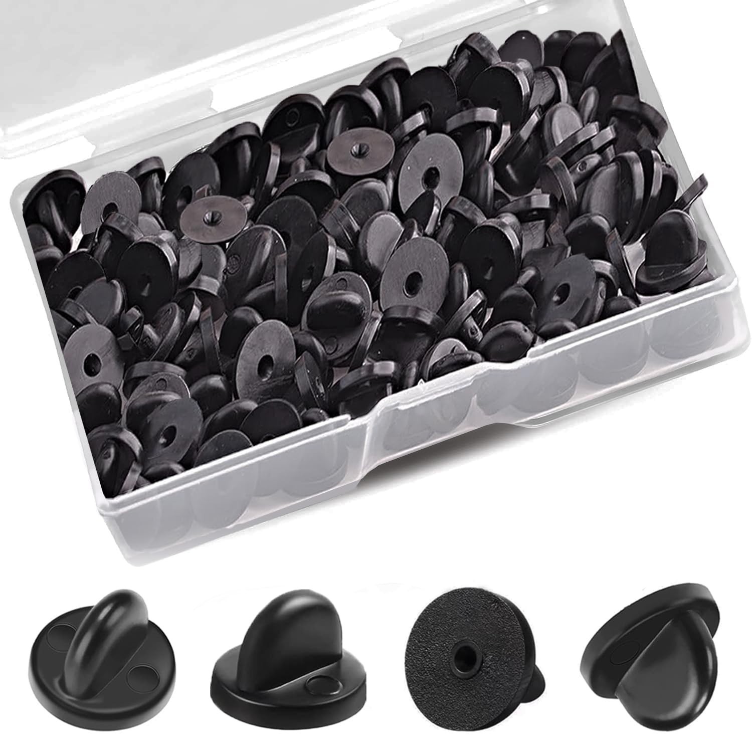 100 Pcs PVC Rubber Pin Backs Butterfly Clutch Backings Holder Tie Tacks Keepers