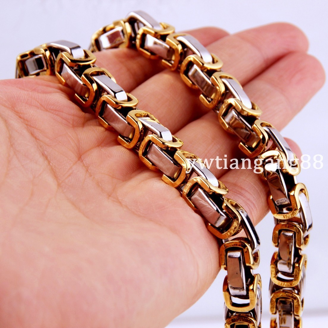 16~40″ 4/5/8mm Stainless Steel Men Womens Byzantine Box Chain Necklace Link