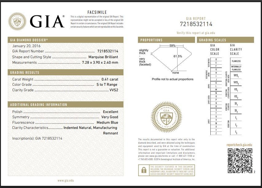 S-T Range/VVS Clarity 4×5 MM GIA Certified Natural Diamond Marquise Loose Shape