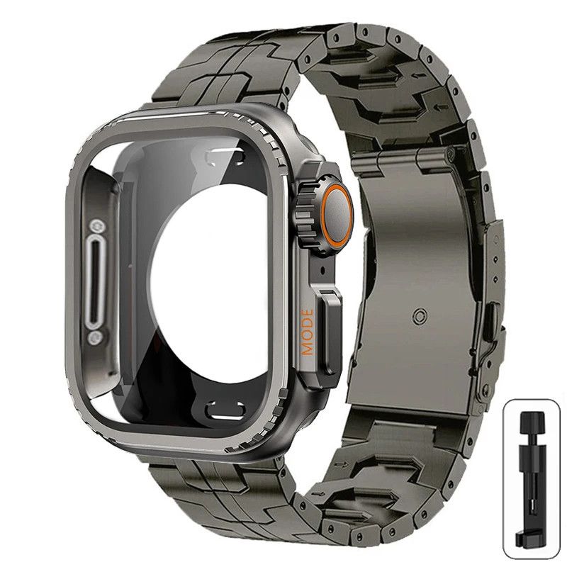Luxury Titanium Metal Case Band For Apple Watch Ultra 3 49mm 11 10 9 8 7 6 5 SE