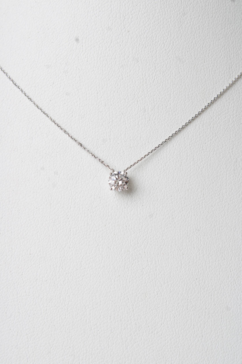Midas Womens 14k W Gold ~.45CT Lab Created Diamond Pendant Necklace 16″ 1g